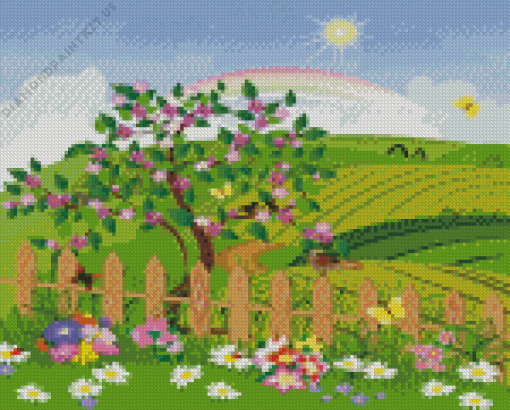 Illustration Spring Garden Diamond Painting