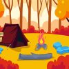 Illustration Tent Camping In The Fall Diamond Painting