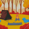 Illustration Tent Camping In The Fall Diamond Painting