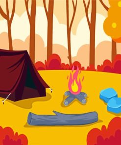 Illustration Tent Camping In The Fall Diamond Painting