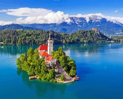 Lake Bled Slovenia Diamond Painting