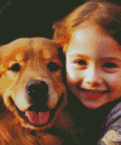 Little Girl and Puppy Diamond Painting