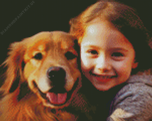 Little Girl and Puppy Diamond Painting