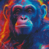 Colorful Neon Chimpanzee Diamond Painting