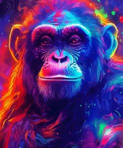 Colorful Neon Chimpanzee Diamond Painting