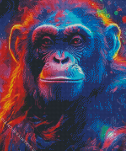 Colorful Neon Chimpanzee Diamond Painting