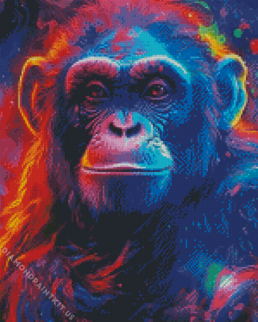 Colorful Neon Chimpanzee Diamond Painting