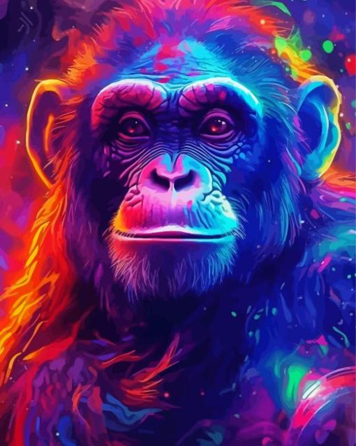 Colorful Neon Chimpanzee Diamond Painting