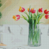 Pink Tulips In Glass Vase Diamond Painting