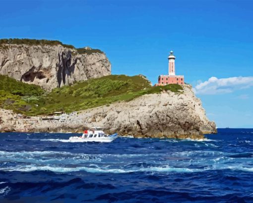 Punta Carena Lighthouse Italy Diamond Painting