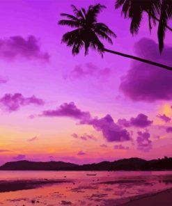 Purple Beach Sunset Diamond Painting