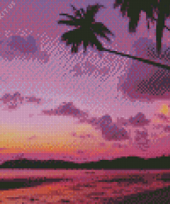 Purple Beach Sunset Diamond Painting