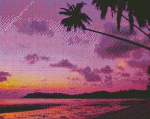 Purple Beach Sunset Diamond Painting