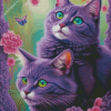 Purple Cats Diamond Painting