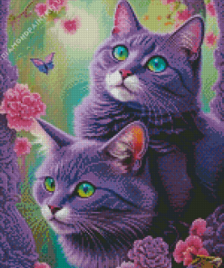 Purple Cats Diamond Painting