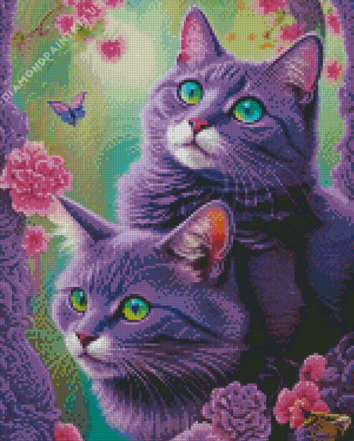 Purple Cats Diamond Painting