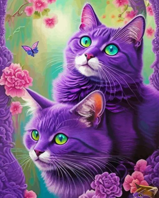 Purple Cats Diamond Painting