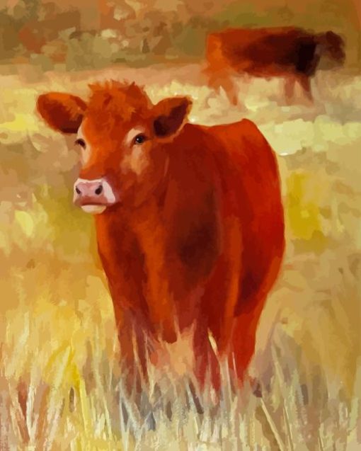 Red Cow Diamond Painting