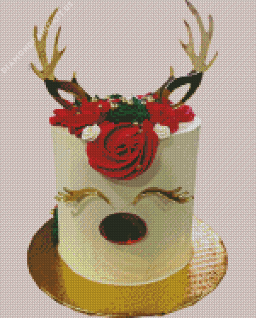 Cute Reindeer Cake Diamond Painting