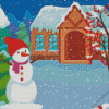 Snowman House Diamond Painting