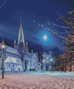 Snowy Nidaros Cathedral Diamond Painting