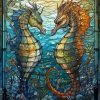 Stained Glass Seahorses Diamond Painting