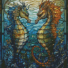 Stained Glass Seahorses Diamond Painting