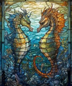 Stained Glass Seahorses Diamond Painting