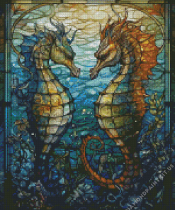 Stained Glass Seahorses Diamond Painting