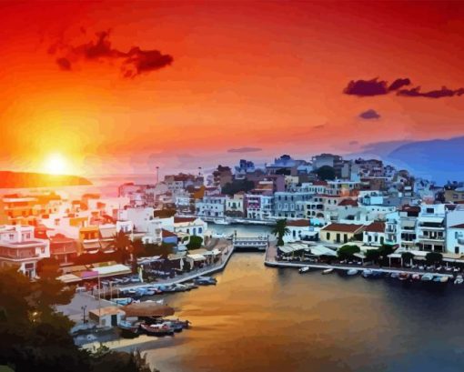 Sunset Agios Nikolaos Diamond Painting