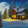 Winter Snow Cottage Diamond Painting