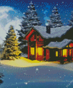 Winter Snow Cottage Diamond Painting