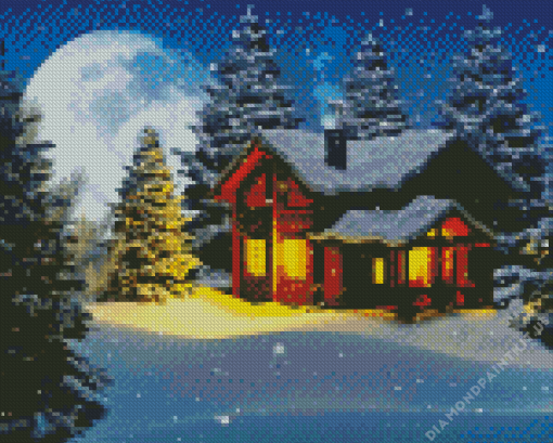 Winter Snow Cottage Diamond Painting