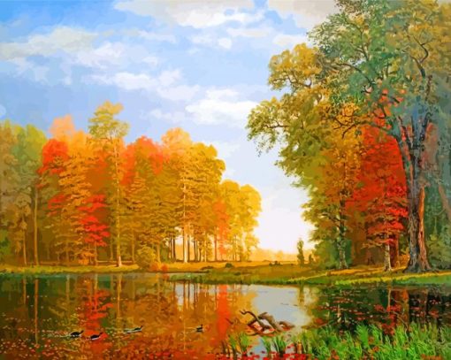 Albert Bierstadt Autumn Woods Diamond Painting