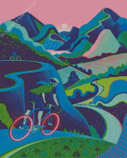 Bicyclist Girl Diamond Painting