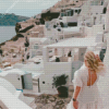 Blonde Girl In Santorini Diamond Painting