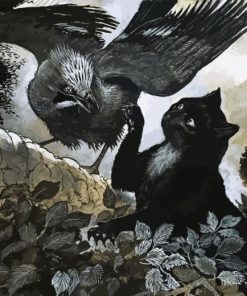 Black Cat And Crow Diamond Painting