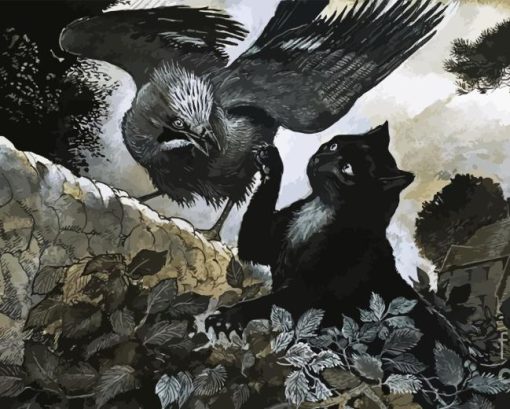 Black Cat And Crow Diamond Painting