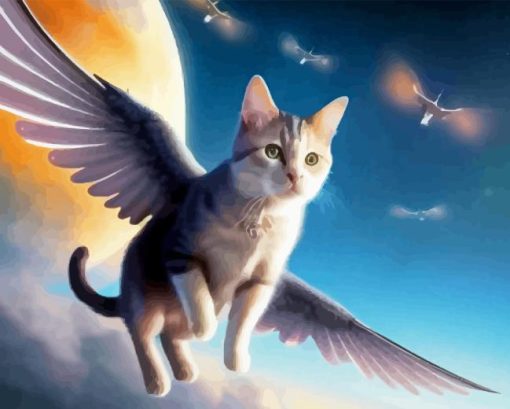 Flying Cat with Wings Diamond Painting