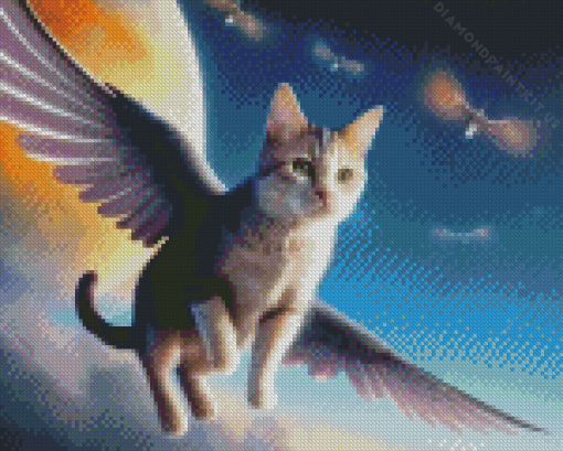 Flying Cat with Wings Diamond Painting