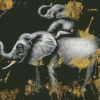 Gold And Black Elephants Diamond Painting