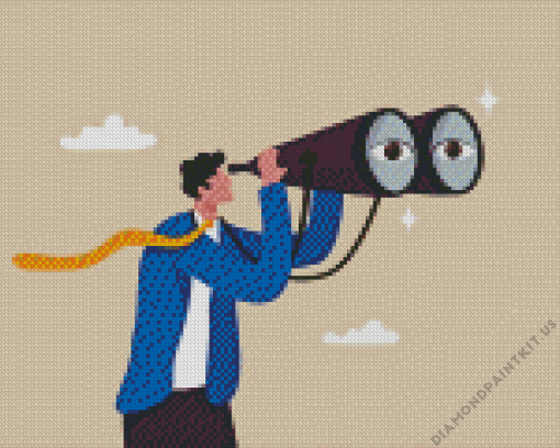 Man With Binoculars Art Diamond Painting