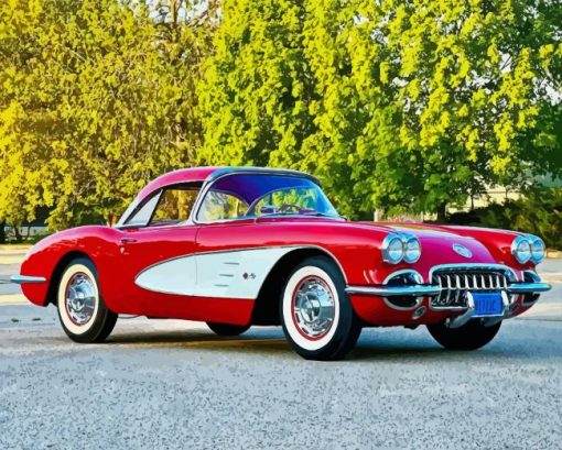 Red 1960 Corvette Diamond Painting