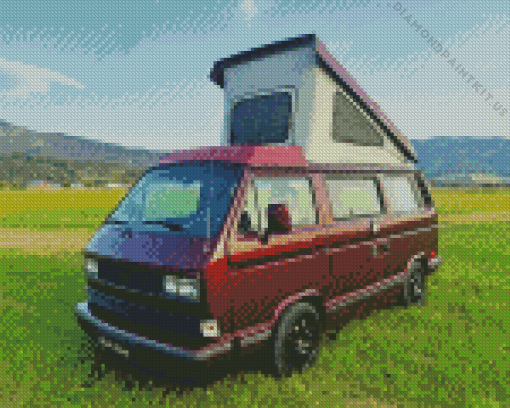 Red VW T3 Westfalia Diamond Painting