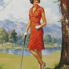 Vintage Girl Golfer Diamond Painting