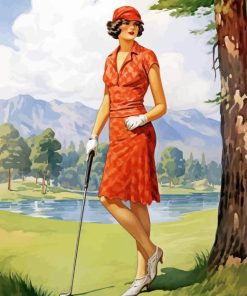 Vintage Girl Golfer Diamond Painting