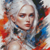 Woman With White Hair Diamond Painting