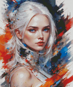 Woman With White Hair Diamond Painting