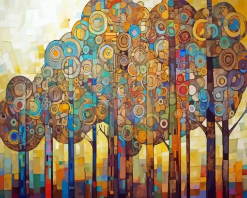 Abstract Mosaic Trees Diamond Painting