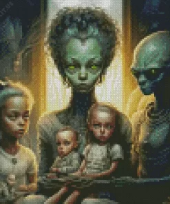 Alien Family Diamond Painting